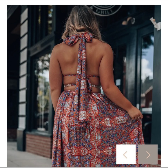 Virgin Islands Cutout Maxi Dress (Red) size small - Picture 3 of 6